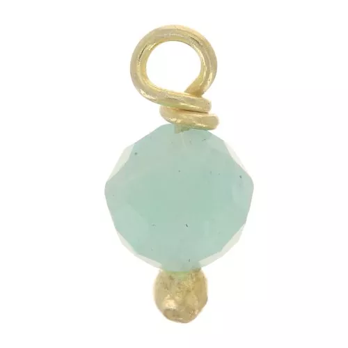 Breloques rondes facettées 3 mm Amazonite sur clou en Argent 925 Doré Or fin x6