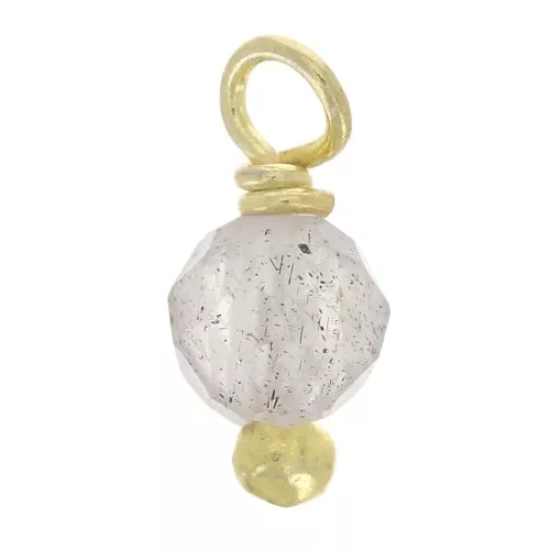 Breloques rondes facettées 3 mm Labradorite sur clou en Argent 925 Doré Or fin x6