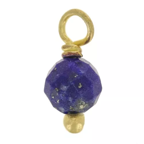 Breloques rondes facettées 3mm Lapis lazuli sur clou en Argent 925 Doré Or fin x6