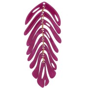 Pendentif feuille 71x28 mm - Ecaille de tortue - Framboise nacré x1|raw }}