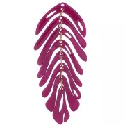 Pendentif feuille 71x28 mm - Ecaille de tortue - Framboise nacré x1