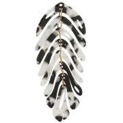 Pendentif feuille 71x28 mm - Ecaille de tortue - Noir - Blanc x1|raw }}