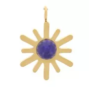 Breloque soleil 15x10mm imitation gemme Acier inoxydable 316L Doré - Lapis lazuli