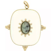 Pendentif rectangle 24x21mm gemme - Acier inox 316L Doré - Turquoise Africaine|raw }}