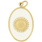 Pendentif ovale 20x13 mm motif soleil - résine époxy Acier inox 316L Doré - Ivoire