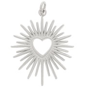 Pendentif soleil avec coeur évidé 22x18 mm - Acier inoxydable 316L x1