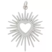 Pendentif soleil avec coeur évidé 22x18 mm - Acier inoxydable 316L x1