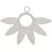 Pendentif ethnique feuille - 15x20 mm - Acier inoxydable 316L x1