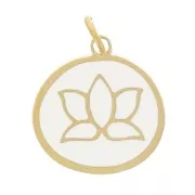 Breloque ronde 11 mm en résine époxy - Acier inoxydable 316L - Ivoire x1