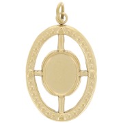 Pendentif ovale texturé 22x14 mm pour cabochon 8x6mm - Acier inoxydable 316L Doré