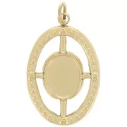 Pendentif ovale texturé 22x14 mm pour cabochon 8x6mm  - Acier inoxydable 316L Doré