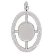 Pendentif ovale texturé 22x14 mm pour cabochon 8x6 mm - Acier inoxydable 316L x1