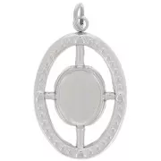 Pendentif ovale texturé 22x14 mm pour cabochon 8x6 mm  - Acier inoxydable 316L x1