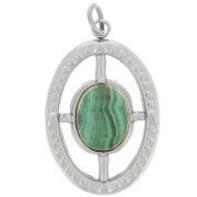 Pendentif ovale texturé 22x14 mm pour cabochon 8x6 mm - Acier inoxydable 316L x1