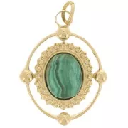 Pendentif ovale 21x16 mm pour cabochon 8x6 mm - Acier inoxydable 316L Doré x1