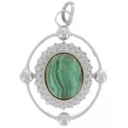 Pendentif ovale 21x16 mm pour cabochon 8x6 mm - Acier inoxydable 316L x1