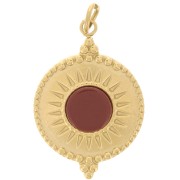 Pendentif rond 15 mm motif soleil pour cabochon 6 mm - Acier inoxydable 316L Doré