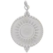 Pendentif rond 15 mm motif soleil pour cabochon 6 mm - Acier inoxydable 316L x1