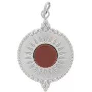 Pendentif rond 15 mm motif soleil pour cabochon 6 mm - Acier inoxydable 316L x1