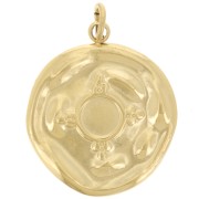 Pendentif rond texturé 16 mm pour cabochon 4 mm - Acier inoxydable 316L Doré x1|raw }}