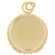 Serti pendentif pour cabochon 12 mm - décor couronne - Acier inoxydable 304 Doré