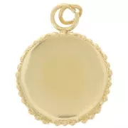 Serti pendentif pour cabochon 12 mm - décor couronne - Acier inoxydable 316L Doré