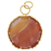 Serti pendentif pour cabochon 12 mm - décor couronne - Acier inoxydable 304 Doré