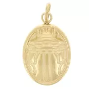 Breloque ovale - motif scarabée 15.5x10 mm - Acier inoxydable 304 Doré x1
