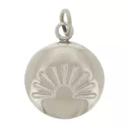 Breloque ronde 10 mm - motif soleil couchant - Acier inoxydable 316L x1