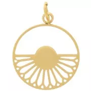 Pendentif rond évidé 14 mm pour cabochon 4 mm - Acier inoxydable 316L Doré x1