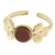 Bague réglable motif fleurs pour cabochon 6 mm T.53 à T.59 - Acier inox 304 Doré