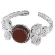 Bague réglable motif fleurs pour cabochon 6 mm T.53 à T.59 - Acier inoxydable 304 