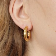 Créoles épaisses 25 mm - Fil rond 5 mm - Acier inoxydable 304 Doré x2