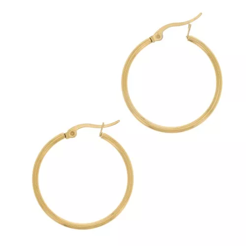 Créoles rondes 30 mm - Fil 2 mm - Acier Inoxydable 304 Doré x2