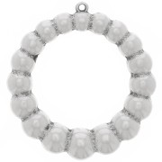 Pendentif rond effet boules 41 mm - Placage Argent fin vieilli x1|raw }}