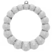 Pendentif rond effet boules 41 mm - Placage Argent fin vieilli x1