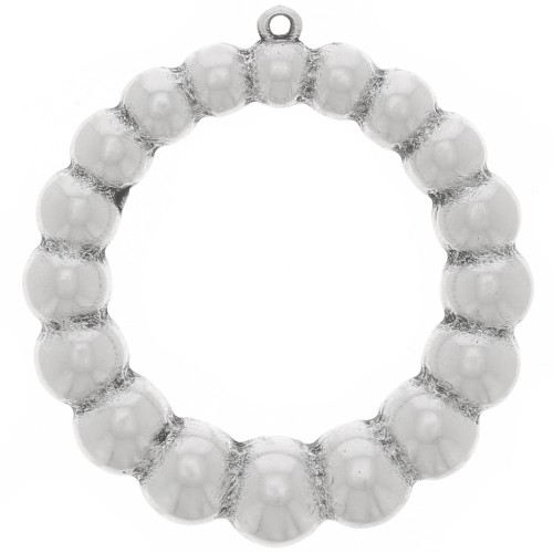 Pendentif rond effet boules 41 mm - Placage Argent fin vieilli x1