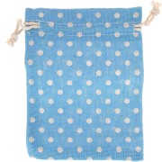 Pochon en coton motif pois pour bijoux - 95x135 mm - Bleu clair - Blanc x1|raw }}