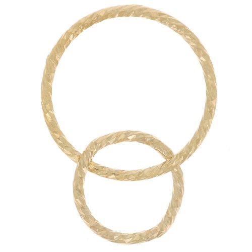 Deux anneaux entrelacés - diamantés - 15 et 10 mm - Gold filled (or laminé)  x1