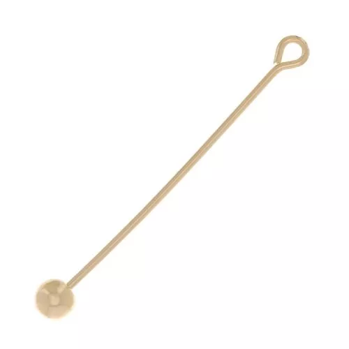 Clou tête ronde 28x0.6 mm avec boule dévissable - Gold Filled (or laminé) x1