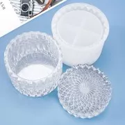 Moule silicone pour réaliser une boîte de rangement décor cristal en résine 9 cm