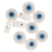 Assortiment perles rondes - oeil porte bonheur - pâte polymère 10 mm - Blanc x10