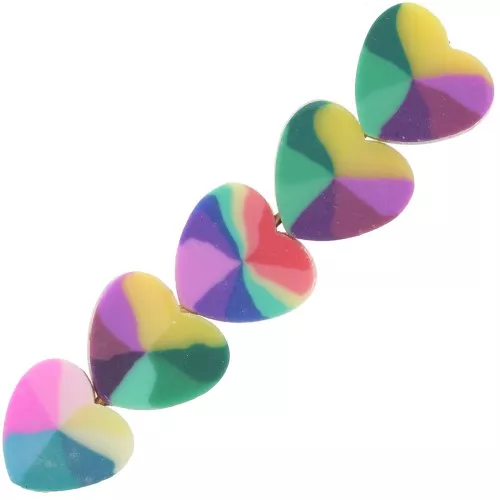 Assortiment perles coeur en pâte polymère 8x9 mm - Multicolore x10