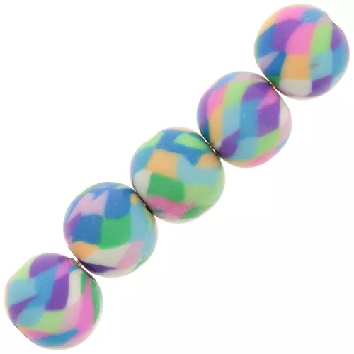 Assortiment perles rondes aplaties en pâte polymère 8 mm - Multicolore x10
