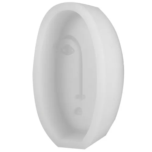 Moule savon en silicone ovale - 10x5.5cm - visage abstrait - Transparent