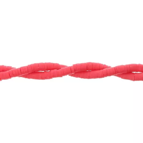 Perles Heishi rondelles en pâte polymère 3x1 mm - Rouge x45cm