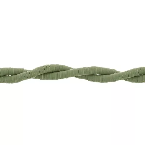 Perles Heishi rondelles en pâte polymère 3x1 mm - Olive x45cm