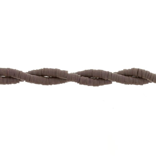 Perles Heishi rondelles  en pâte polymère 3x1 mm - Marron foncé x45cm