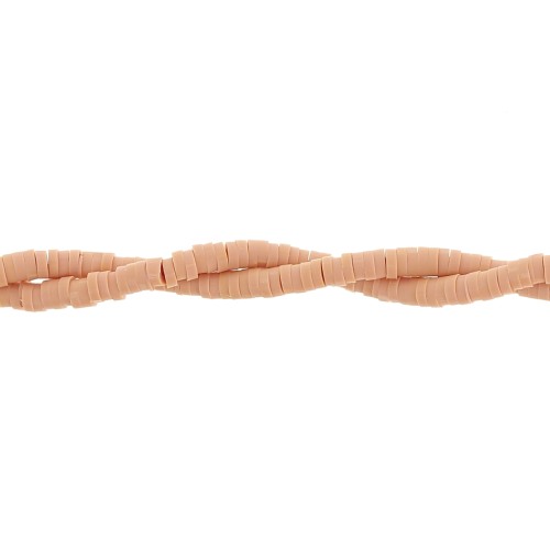 Perles rondelles Heishi en pâte polymère 3x1 mm - Nude orangé x45cm