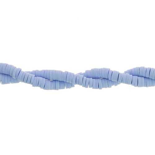 Perles rondelles Heishi en pâte polymère 4x1 mm - Bleu ciel x45cm